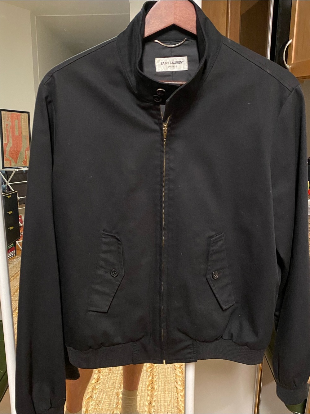 Saint Laurent Black Bomber Jacket with Zip Front